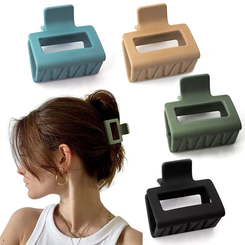 Bmobuo 4 PCS Hair Clips Hair Claw Clips 2" Matte Hair Clips for Thick Hair Square Claw Clips Hair Claw Hair Clips for Thick Hair Cute Hair Clips Hair Clips for Women Square Hair Clips