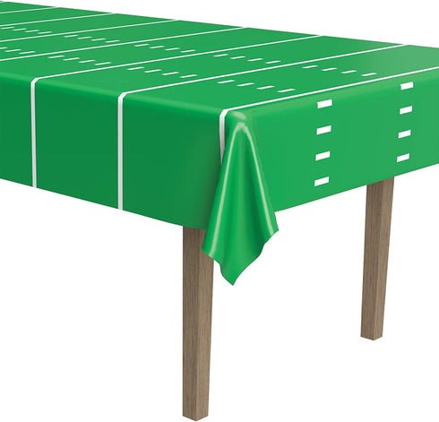 Beistle 3Piece Game Day Football Tablecovers, 54" x 108", , Green/White