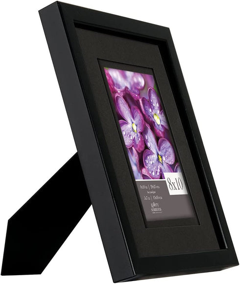 Gallery Solutions 12FW1667E 8x10 Airfloat Double Mat for 5x7 Photo, Wall Mount & Tabletop Picture Frame, 8" x 10", Black/Black