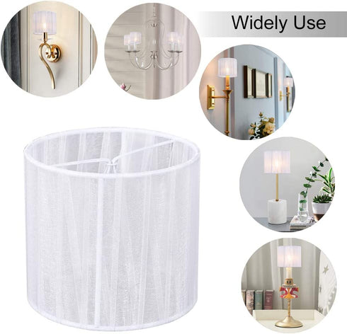 Wellmet Chandelier Shades,ONLY FOR CANDLE BULBS,Clip-on Fitter Lamp Shades,Set of 6 , 5.5"x5.5"x 5", Gauze White