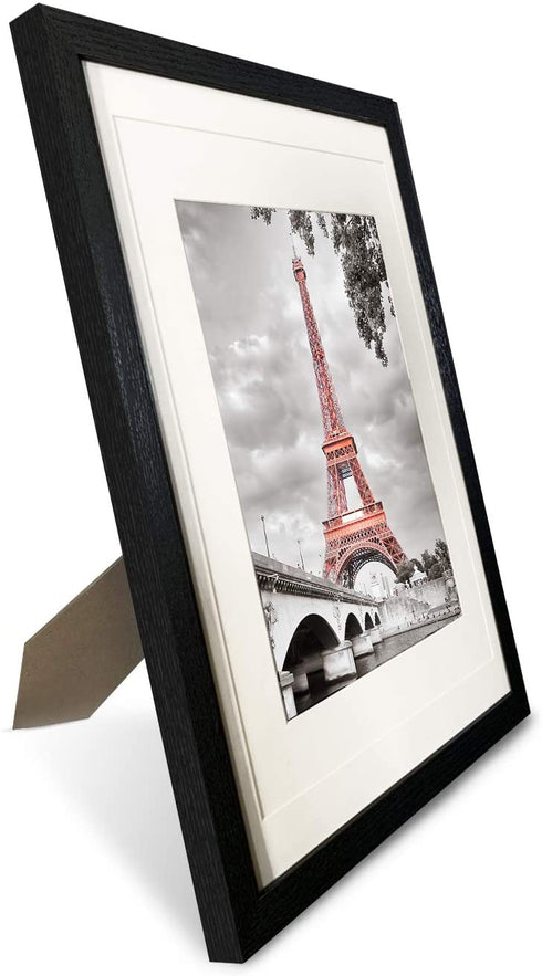 Luxdart 12x16 Frames with Mat to Display 11x14 Picture or 8.5x11 Photo 12 x 16 Black Solid Wood Picture Frame Wall Art for Living Room Wall Mount and Tabletop Decor(2 Mats)