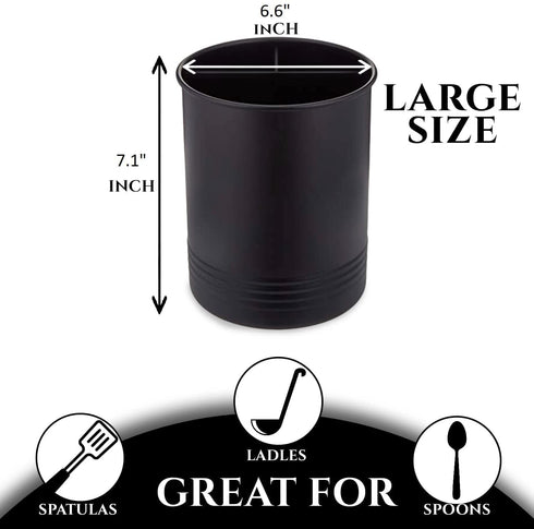 Steelware Central Utensil Holder with Removable Divider Extra Large Tools Organizer Storage, Matte Black