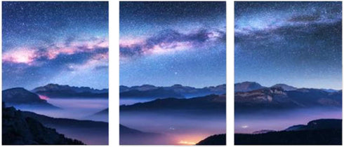 YoKii Mountain Landscape Canvas Wall Art Painting Set of 3 Gallery Wrapped 12x16 Modern Abstract Nature Scenery Canvas Prints Artwork for Bedroom Living Room Bathroom Wall Decor (12x16, Blue)