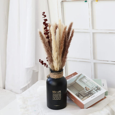 lulute Pampas Grass-Natural Pampas Grass Decor-Pompous Grass 17.9" Tall-Dried Pampas Grass for Boho Decor-Fluffy pompous Floral for Pampas Grass vase-Natural Bouquet of Dried Flowers and Grasses
