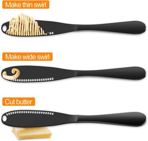 LUHUIYUAN Stainless Steel Flatware Set of 6, 2 of Magic Butter Knives Spreader with Holes, 2 of Stainless Steel Classic Cheese Spreaders, 2 of Cocktail Forks for Butter, Cheese, Jelly, Jam, Dessert