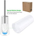 SpunKo Toilet Brush and Holder Set, 2 Pack WC Toilet Bowl Brush Cleaner with 304 Stainless Steel Long Handle, Toilet Scrubber Brush for Commercial Bathroom Restroom Deep Cleaning (White-2 Pack)