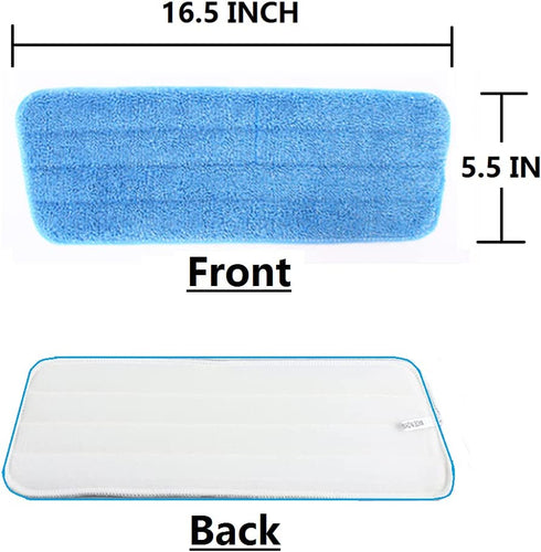 YOQXHY 8 Pack Microfiber Spray Mop Replacement Pads Wet Dry Floor Mops Refills Reusable 16.5x5.5 Inch for Home & Commercial,(Blue)