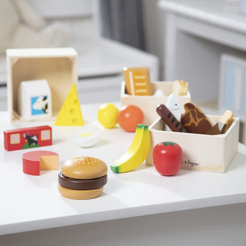 Melissa & Doug Food Groups - 21 Wooden Pieces and 4 Crates