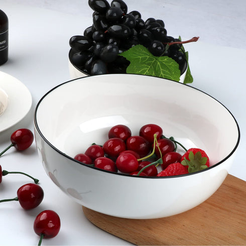 Large Salad Soup Ramen Bowls, 60 OZ Super Stackable Round Fine Porcelain Cereal Pasta Serving Bowl Sets, 3Pack - Microwavable Ceramic Bowls - Heat and Cold Resistant Porcelain