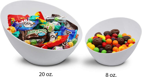 Party Essentials Disposable Hard Plastic Contemporary Angle Bowl, 8-Count, 8 oz, White