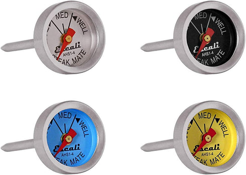Escali AHS1-4 Easy Read Mini Steak Thermometer Set, Dial Reads Rare, Medium & Well, Dishwasher Safe, Silver