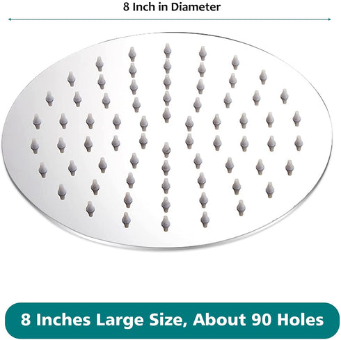 Welan Rain Shower Head Round 8 Inch Shower Heads High Pressure Angle Adjustable, Stainless Steel Waterfall Shower Heads Rainfall, Ultra-thin Design and Pressure Boosting Large Showerheads