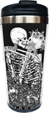 Waldeal The Kissing Lovers Skull Travel Coffee Mug with Flip Lid, Day of The Dead Stainless Steel Valentine's Day Cup for Men Women 15 OZ