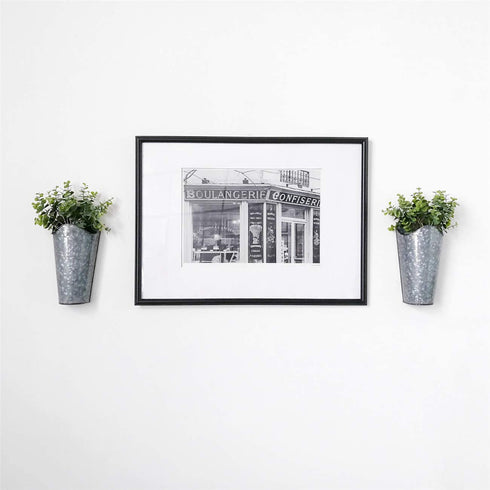 Mkono Galvanized Metal Wall Planter Farmhouse Wall Vase Planters Decor for Succulents or Herbs, Rustic Wall Hanging Planters Flowers Holder Country Rustic Home Wall Decor Set of 2, Silver, Small
