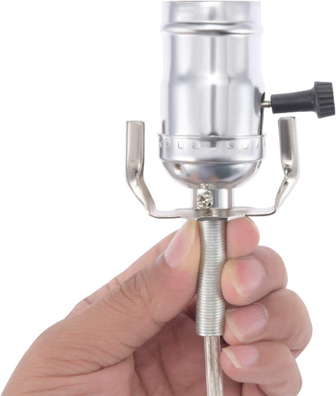 Canomo Nickel Finish Make A Lamp Kit 3-Way with 8 Inch Harp, 2 Pieces 12" Lamp Pipe, and All Parts Needed and Instructions for Lamp Design or Repair