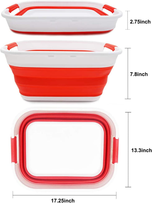 SAMMART 17.5L (4.6 Gallon) Small Collapsible/Foldable/Pop Up/Portable Washing Tub, Water Capacity 13.5L/3.5 Gallon (1, Red)