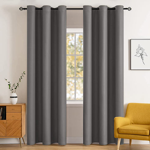 MIULEE Blackout Curtains Room Darkening Thermal Insulated Drapes Solid Window Treatment Set Grommet Top Light Blocking Curtain for Living Room / Bedroom 2 Panels 42 x 84 inch Length Grey