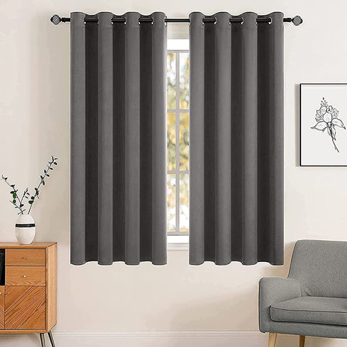 MIULEE Blackout Curtains Room Darkening Thermal Insulated Drapes Solid Window Treatment Set Grommet Top Light Blocking Curtain for Living Room / Bedroom 2 Panels 52 x 63 inch Grey