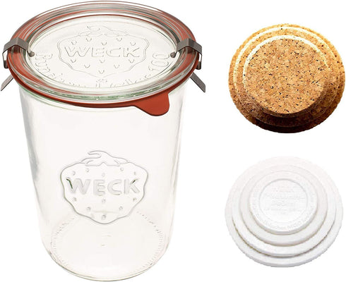 Weck Canning Jar 743-3/4 L Weck Mold Jars made of Transparent Glass - Eco-Friendly Canning Jar - Food Storage Containers with Lids Airtight 1 Jar with Keep Fresh Cover