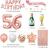 Fancypartyshop 56th Birthday Decorations - Rose Gold Happy Birthday Banner and Sash with Number 56 Balloons Latex Confetti balloons Ideal for Girl and Women 56 Years Old Birthday Rose Gold