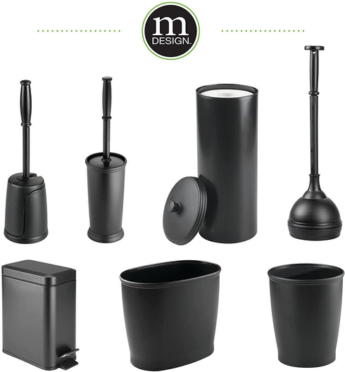mDesign Plastic Floor Stand Toilet Paper Organizer w/Cover, 3-Roll Space-Saving Tissue Storage - for Bathroom, Fits Under Sink, Vanity, Shelf, in Cabinet, Corner - Hyde Collection - Black