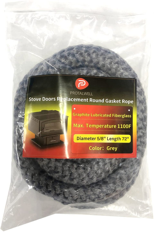 Protalwell Wood Stove Door Gasket, 5/8inch Stove Gasket Rope, Fireplace Door Gasket Replacement, Grey Color, 72inch Length Fireproof Rope Gasket€¦