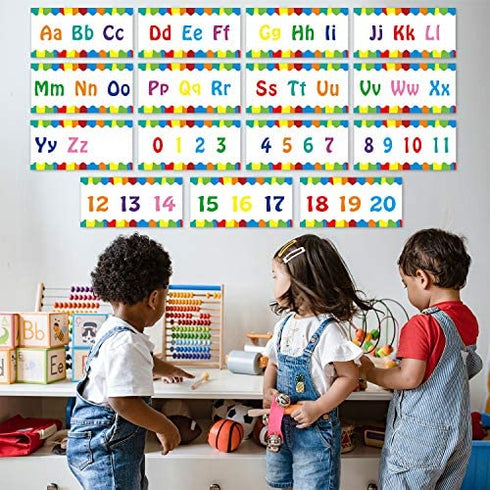 Alphabet Banner Number Banner Alphabet Wall Classroom Decorations Bulletin Board Border with Adhesive Glue Point Dots for Toddler Kids Students