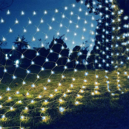Net Outdoor Mesh Lights,100 LEDs 3.2ft x 4.2ft Connectable Waterproof String Lights for Christmas Halloween,Bushes,Holiday,Party,Garden,Patio Decorations(Cool White)
