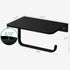 UDENIS Toilet Paper Roll Holder with Phone Shelf Wall Mounted for Bathroom Washroom Hotel Black Sturdy Anti-Rust Aluminum Brushed Finish with Stuff Shelf Tissue Organizer
