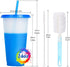 Color Changing Cups Tumblers with Lids Straws - 7 Reusable Bulk Tumblers Plastic Cold Cups for Adults Kids 24oz Tumbler