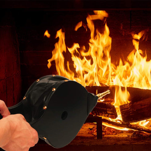 KLOLKUTTA Fireplace Bellows 17"x 7.5" Wood Air Blower for Outdoor Camping BBQ Hand Bellow Barbeque Tools Accessories with Hanging Strap Black