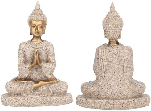 Buddha Statue Meditating Seated Carving Figurine Craft for Home Desktop Decoration Ornament
