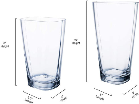 10" Clear Glass Vases Floral Planter Container for Flower Centerpieces, Floral Arrangements, Weddings, Home Decor or Office