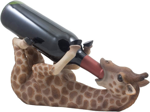 Drinking Giraffe Wine Bottle Holder Statue in African Jungle Safari Sculptures and Figurines Decor & Wildlife Animal Wine Racks and Stands Gifts