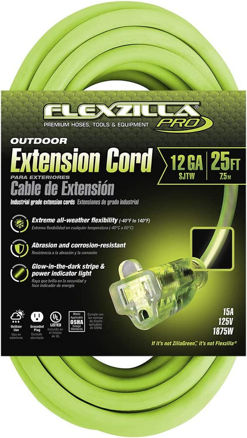 Flexzilla 722-123025FZL5F FZ512825 25ft. Extension Cord, 25-Foot, 12 Gauge