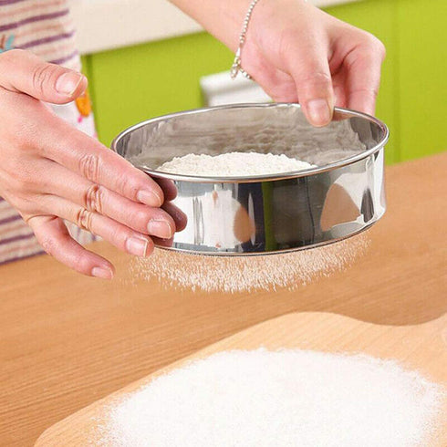 Flour Sifter, Fine Mesh Sifter, Flour Sieve Stainless Steel Round Sifter for Baking Straining Powdering 40 Mesh 15cm 20cm