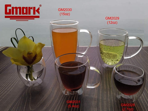 Gmark Espresso Cups Shot Glass 2.7-Ounce Coffee Set of 4 -Double Wall Thermo Insulated GM2028