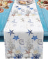 Undersea Starfish Shell and Seahorse Table Runner Dresser Scarves,Linen Burlap Table Runners Cloth for Dinner Holiday Party, Kitchen Decor Coastal Nautical Anchor 13x90inch