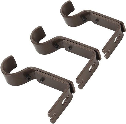 LISHINE 8 Pcs Bronze Curtain Rod Brackets for 1 Inch Rods, Adjustable Curtain Rod Holders, Heavy Duty Curtain Hardware Brackets, Single Rod Bracket for Wall