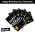 Happy Birthday Decorations, 6pcs Black and Gold Birthday Tablecloth for Men Women, Plastic Disposable Rectangle Table Cover for 90th 80th 70th 60th 50th 40th 30th Birthday Party Decor- 54" x 108"