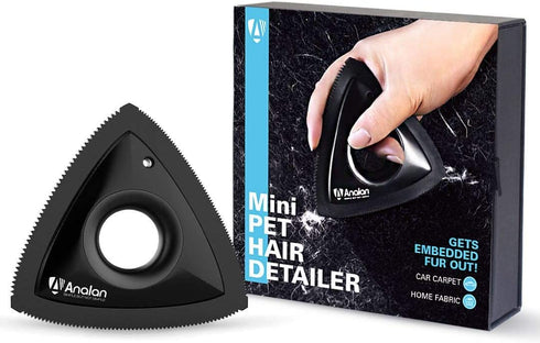 Analan Mini Pet Hair Remover for Car Detailing Supplies, Carpet Dog Hair Remover for Car Interior, Triangle Dog Hair Remover for Auto Detailing, Couch, Furniture, Lint, Carpet(Matte Black)