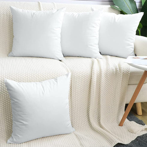 Faylapa 4Pcs White Canvas Cotton Pillow Covers,18 x 18 inch Solid Decorative Throw Pillow Cases,Christmas Living Room Car Office Decoration (Case ONLY)