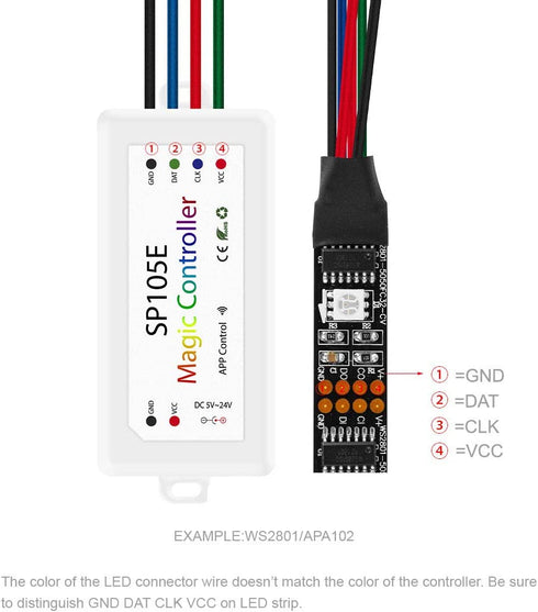 BTF-LIGHTING Wireless Bluetooth Controller SP105E iOS/Android APP for WS2811 WS2812B WS2815 WS2813 WS2801 SK6812 WS2815 SK9822 APA102 etc LED Strip Pixel Module Panel Light