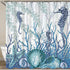 VAMIX Shower Curtain,Sea Shells Seahorse Starfish Pattern Blue Ocean,Polyester Fabric Waterproof Bath Curtains Hooks Included - 72 x 72 inches