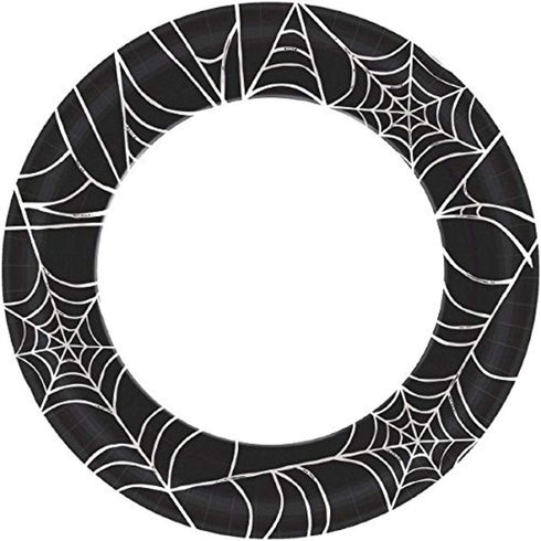 Amscan Spider Web Value Paper Plates - 10", Black & White, Pack of 40
