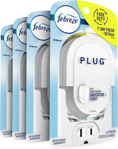 Febreze Odor-eliminating Fade Defy Plug, Scented Oil Warmer, 1 Count (Pack of 4)