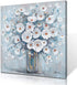 Blue Bathroom Wall Art Decor: White Flower Grey Vase Bottle Pictures For Bathroom Wall Decor Kitchen Gallery Framed Print Ready to Hang for Farmhouse Decorations 13.5x13.5inch