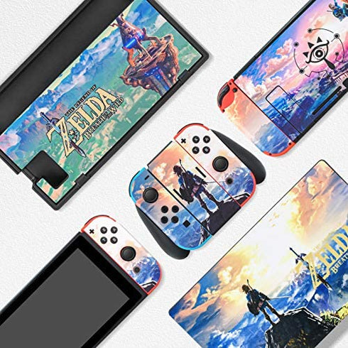 DLseego Switch Skin Sticker Pretty Pattern Full Wrap Skin Protective Film Sticker Compatible with Nintendo Switch- Zelda Breath of The Wild