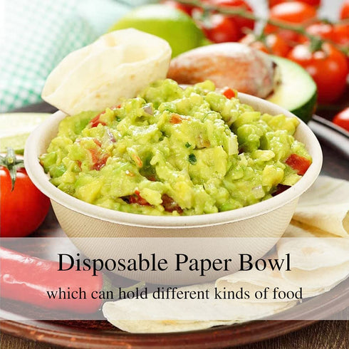 100 Pack 12 oz Disposable Paper Bowls,Heavy Duty Compostable Bowls,Natural Bagasse Bowls,Eco-friendly Paper Alternative Bowls for Parties Restaurants Catering
