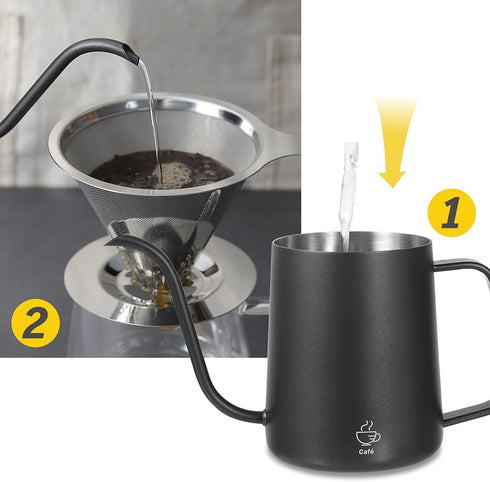 VEVOK CHEF Pour Over Coffee Kettle Mini 20 OZ Gooseneck Kettle Spout Coffee Pots Drip Coffee Maker Kettle Long Narrow Stainless Steel Pour Over Kettle